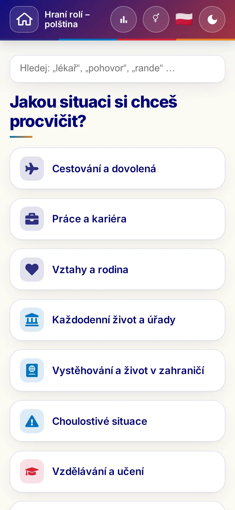 Mobil: tematické světy hraní rolí.
