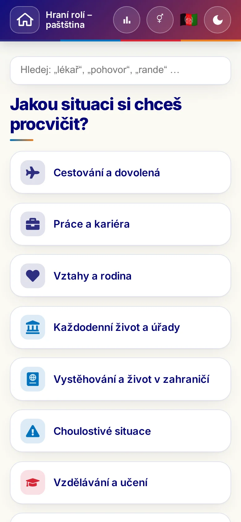 Mobil: tematické světy hraní rolí.