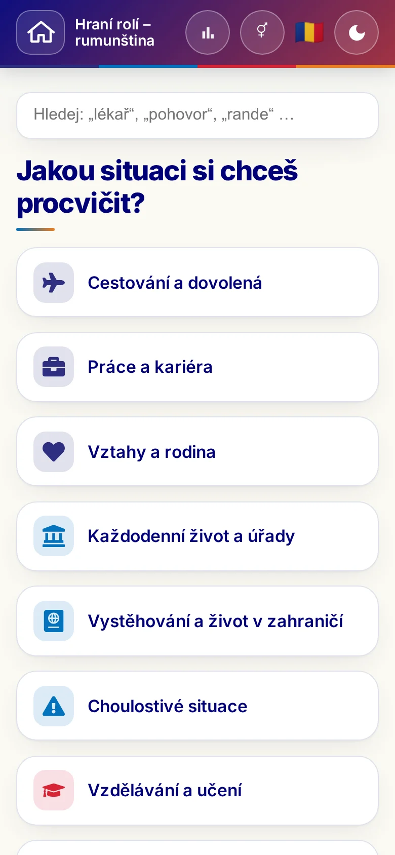 Mobil: tematické světy hraní rolí.