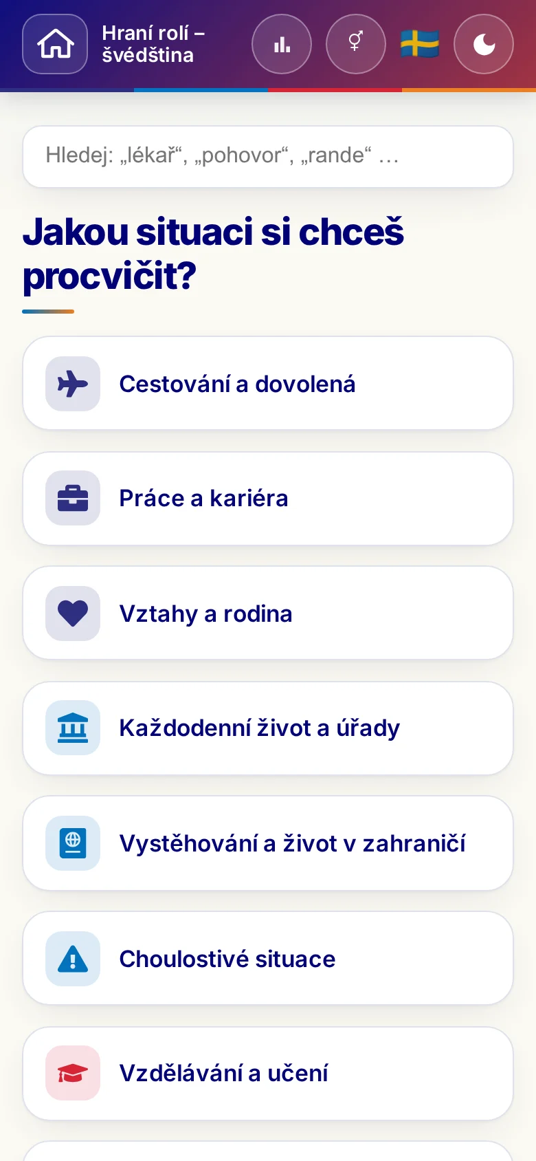 Mobil: tematické světy hraní rolí.