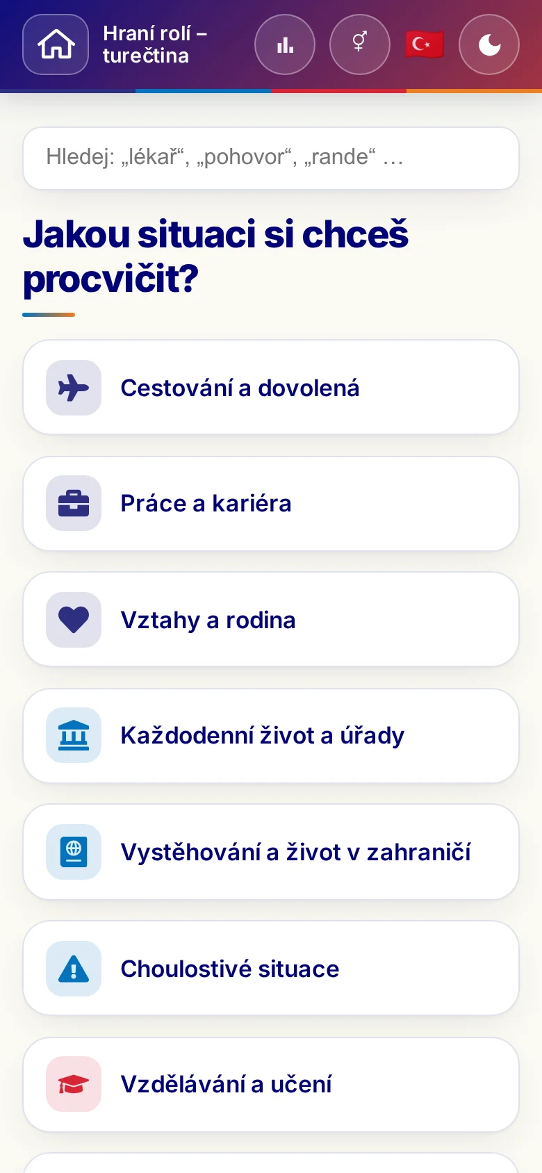 Mobil: tematické světy hraní rolí.