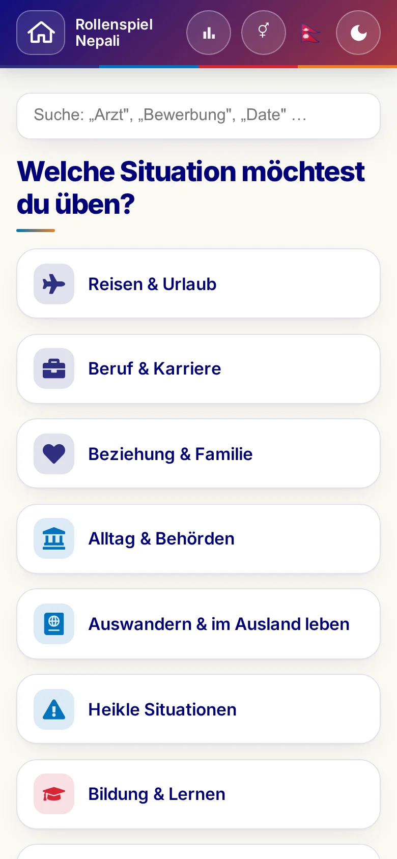 Handy: die Themenwelten der Rollenspiele.