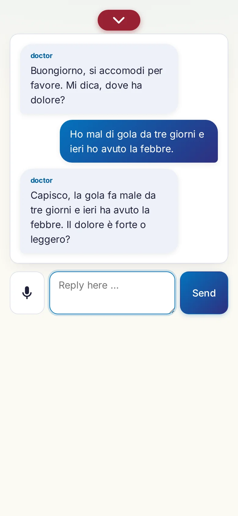 Phone: a conversation in progress with microphone input.
