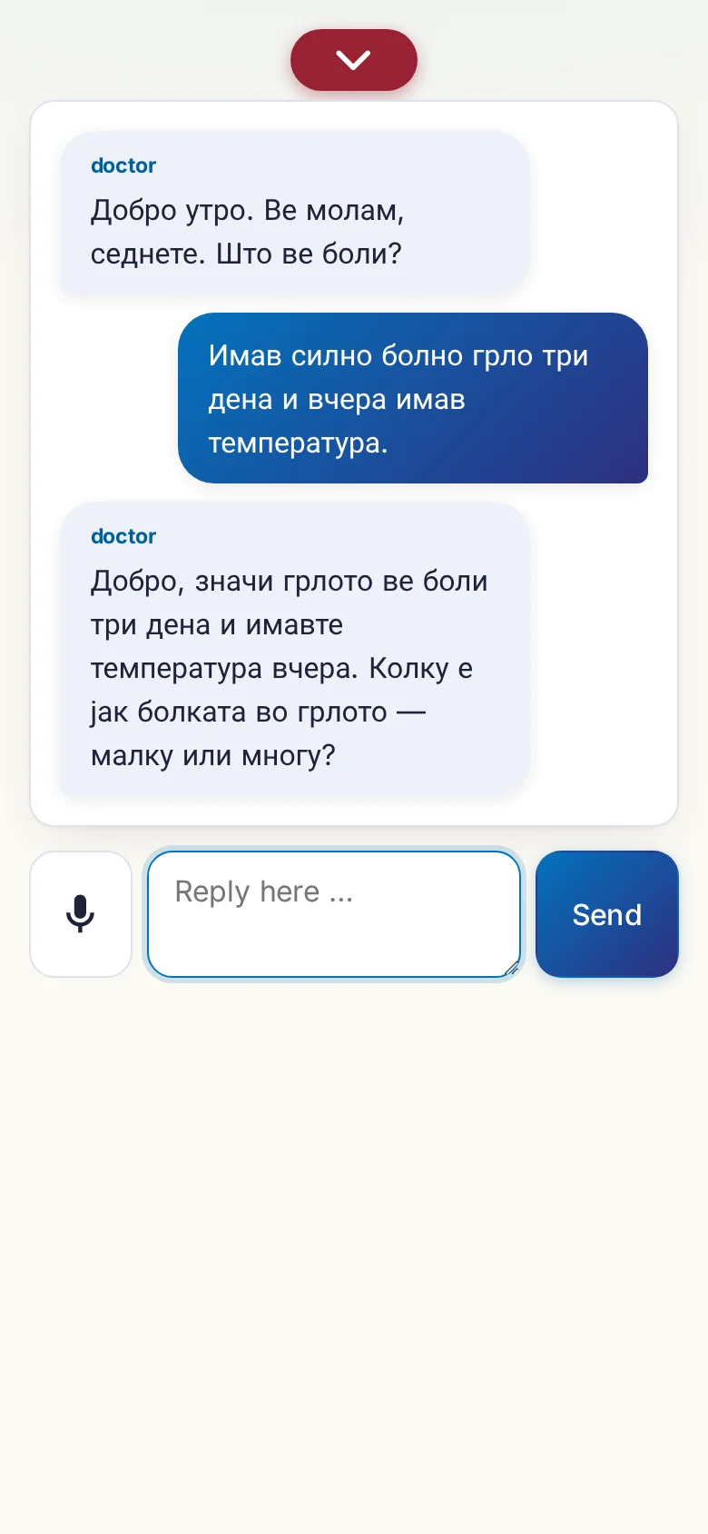 Phone: a conversation in progress with microphone input.