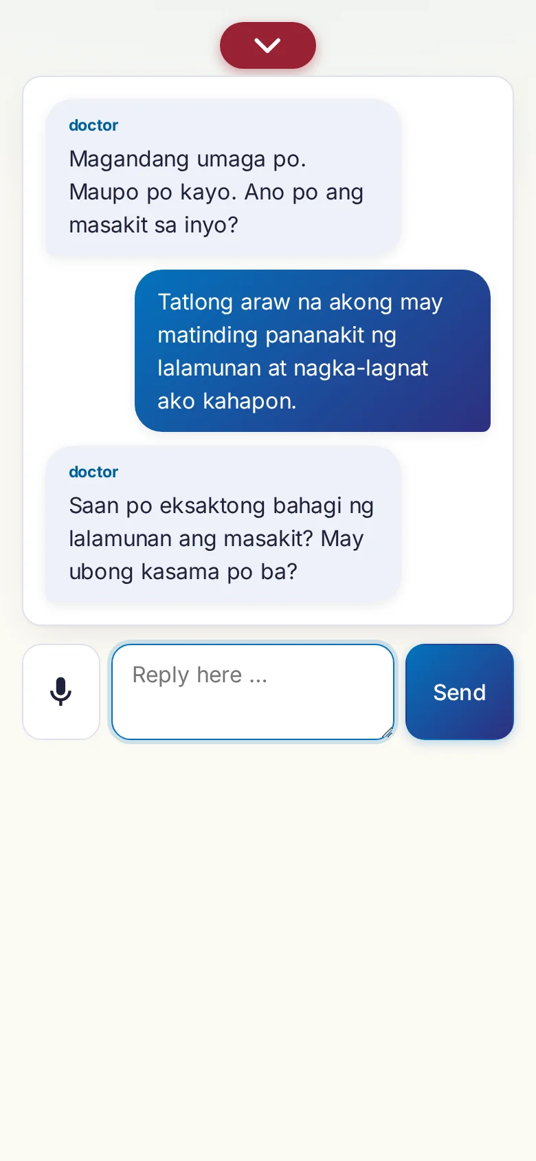Phone: a conversation in progress with microphone input.