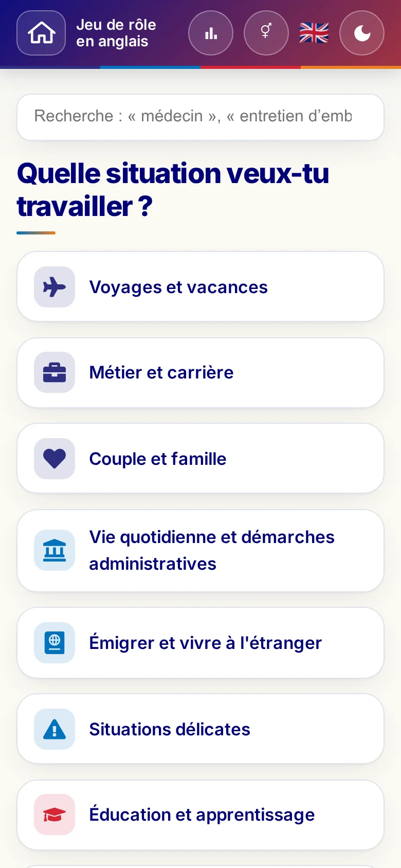 Mobile : les univers thématiques des jeux de rôle.