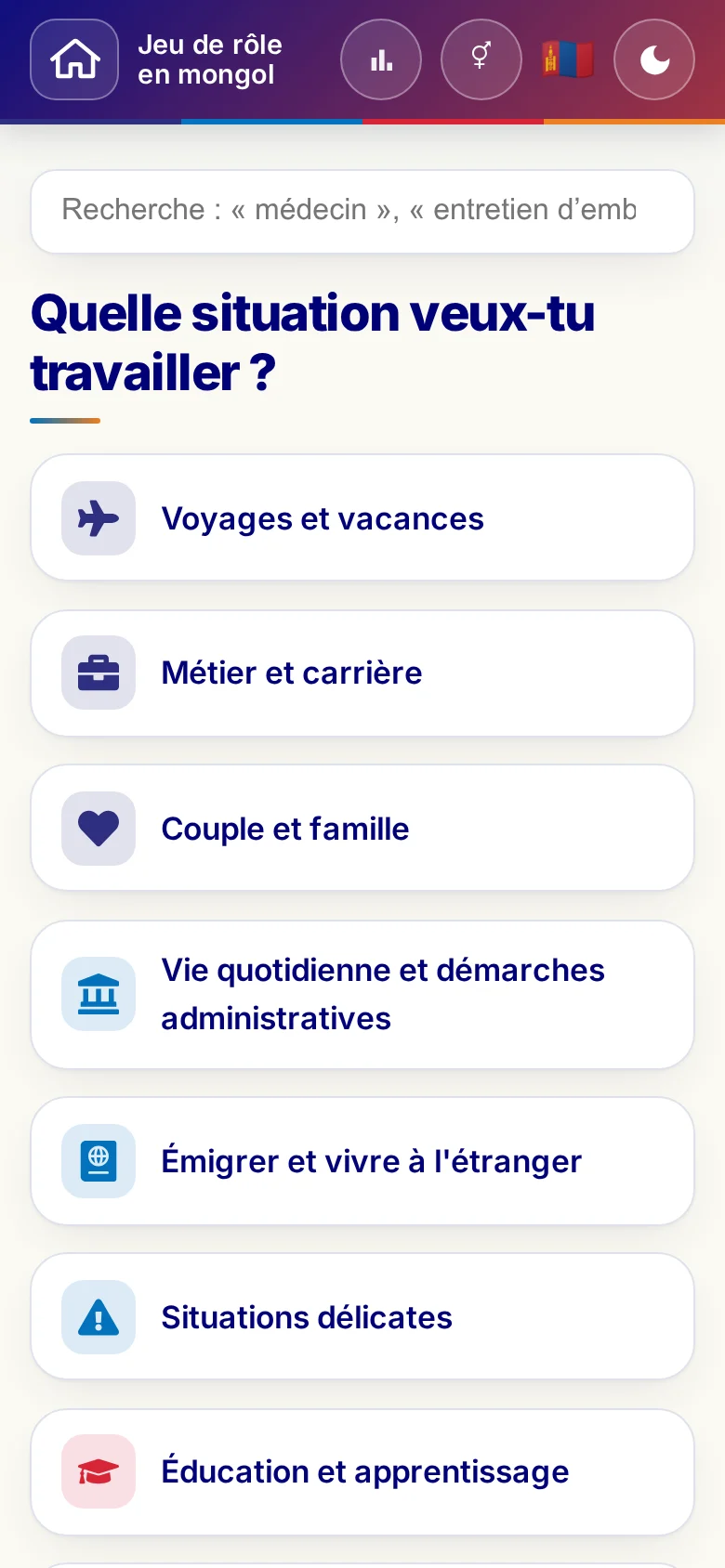 Mobile : les univers thématiques des jeux de rôle.