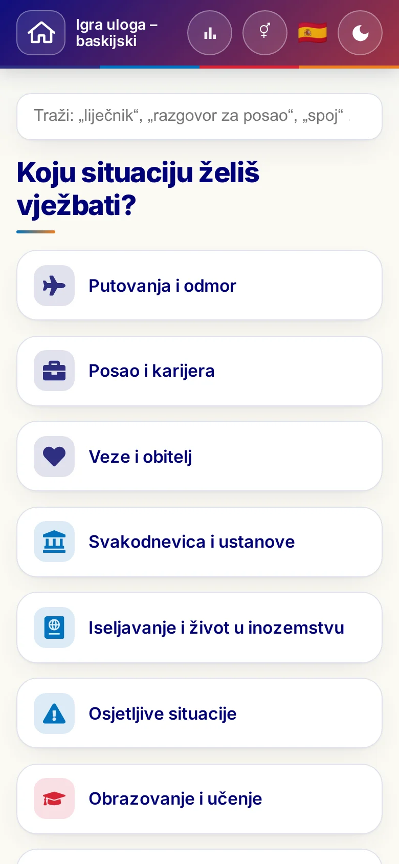 Mobitel: tematski svjetovi Jezične igre uloga.