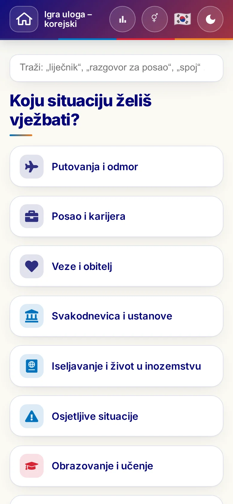 Mobitel: tematski svjetovi Jezične igre uloga.