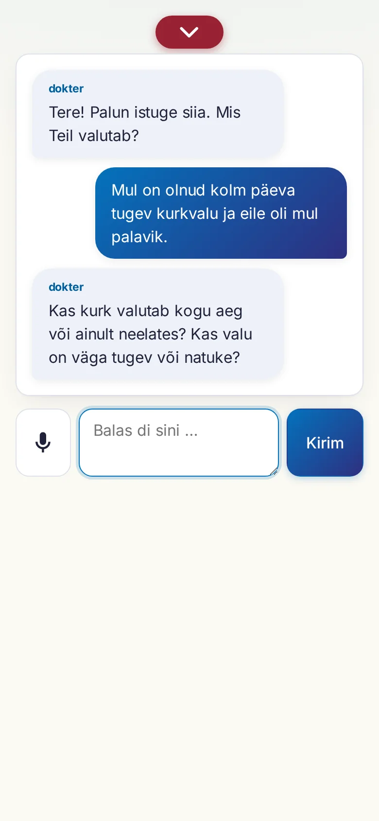 Ponsel: percakapan yang sedang berjalan dengan masukan mikrofon.