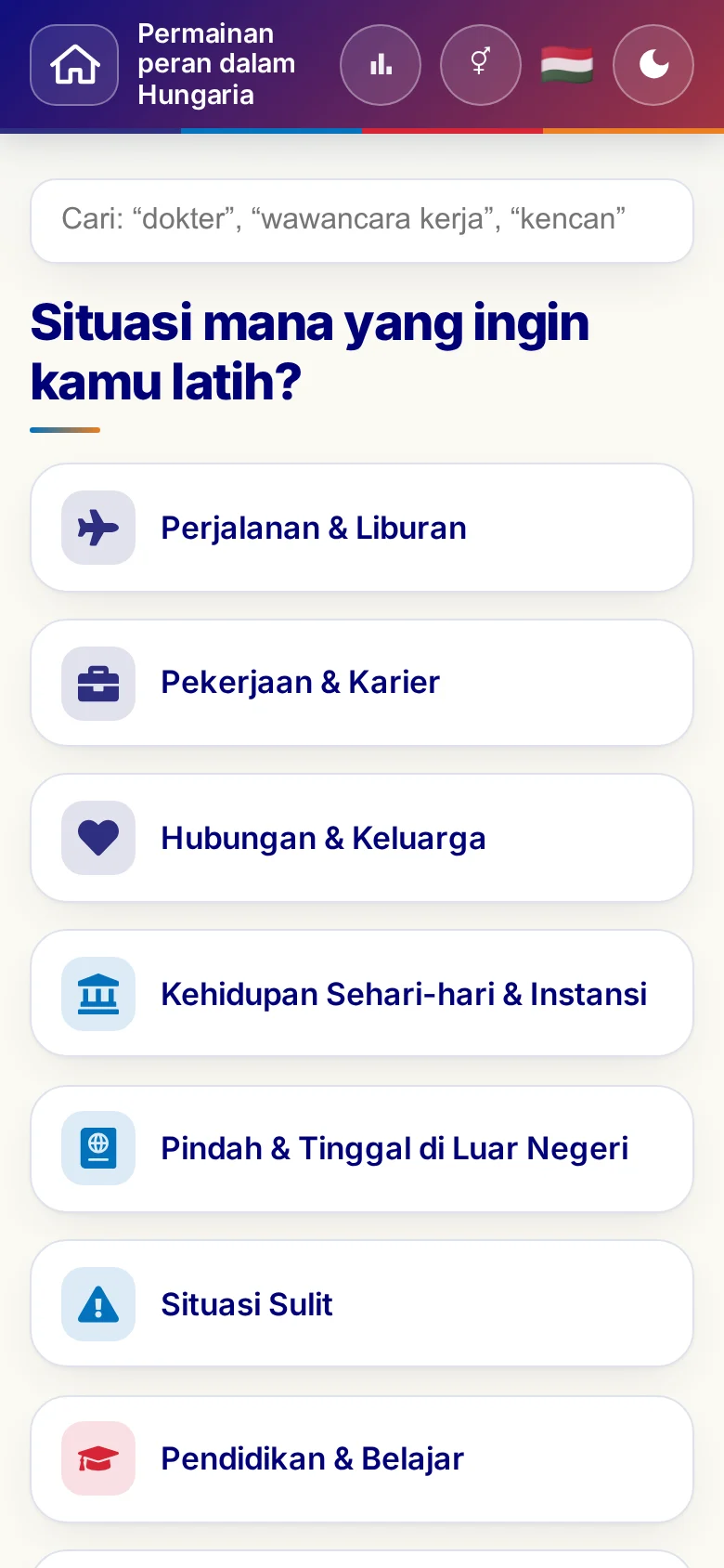 Ponsel: kategori tema Permainan peran.
