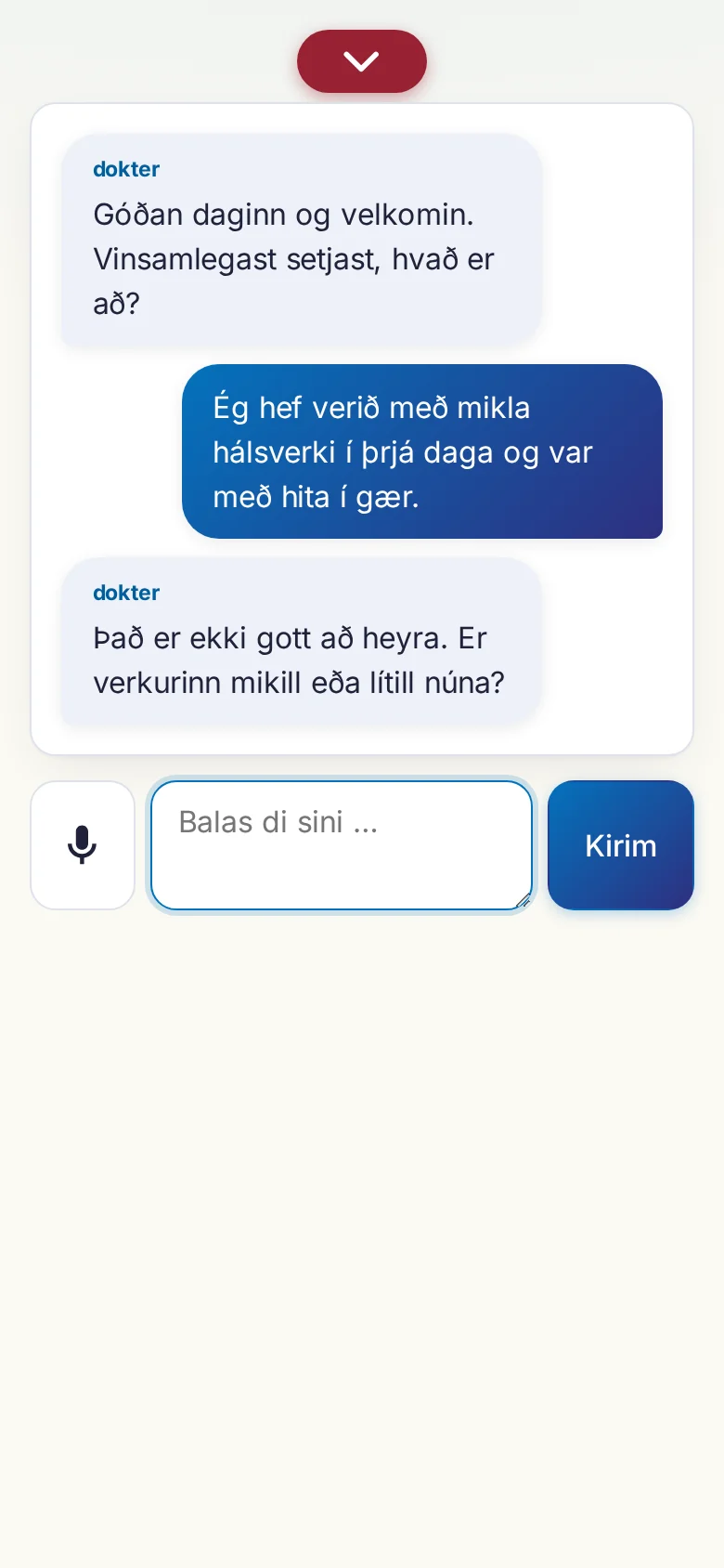 Ponsel: percakapan yang sedang berjalan dengan masukan mikrofon.