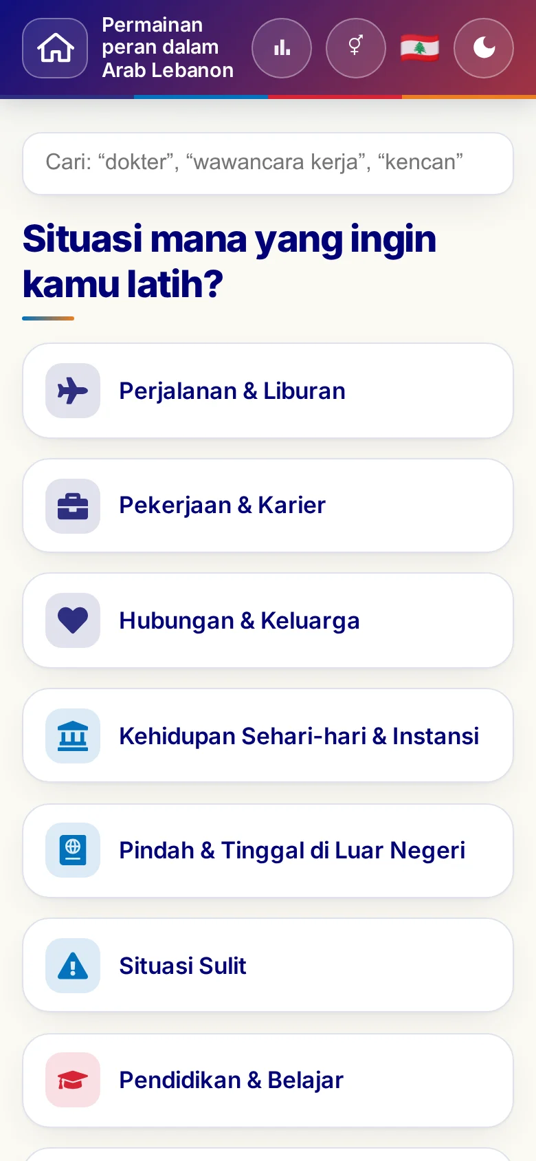 Ponsel: kategori tema Permainan peran.