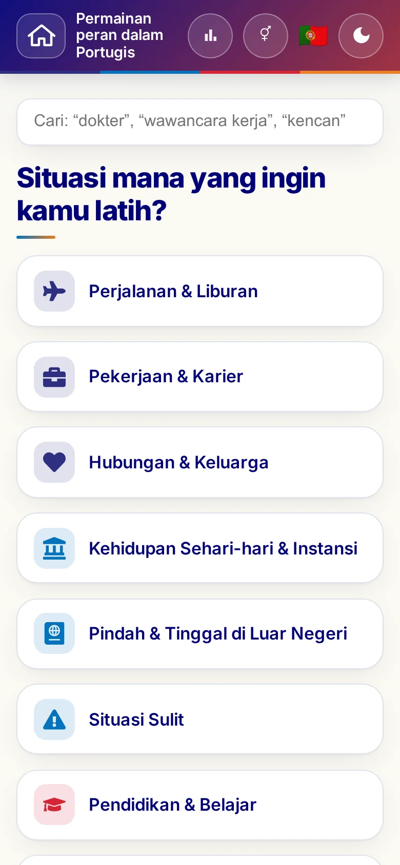 Ponsel: kategori tema Permainan peran.