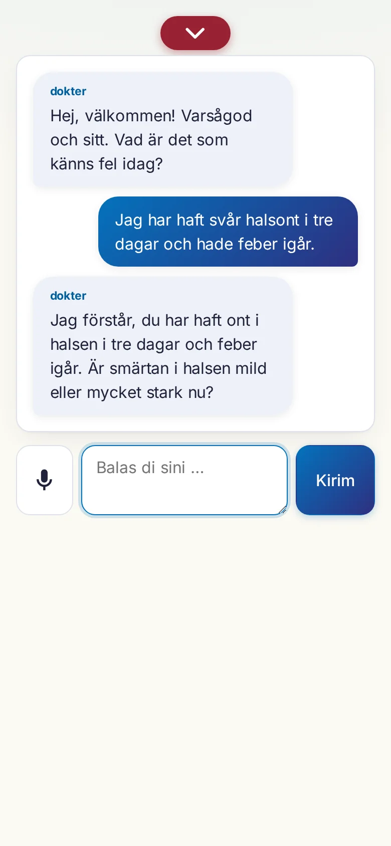 Ponsel: percakapan yang sedang berjalan dengan masukan mikrofon.