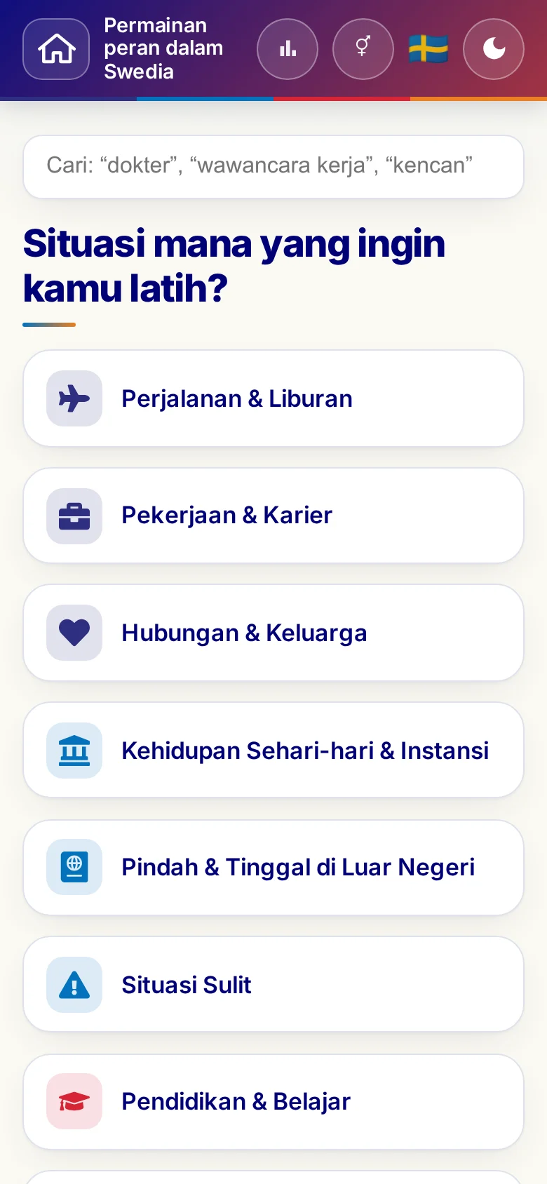Ponsel: kategori tema Permainan peran.