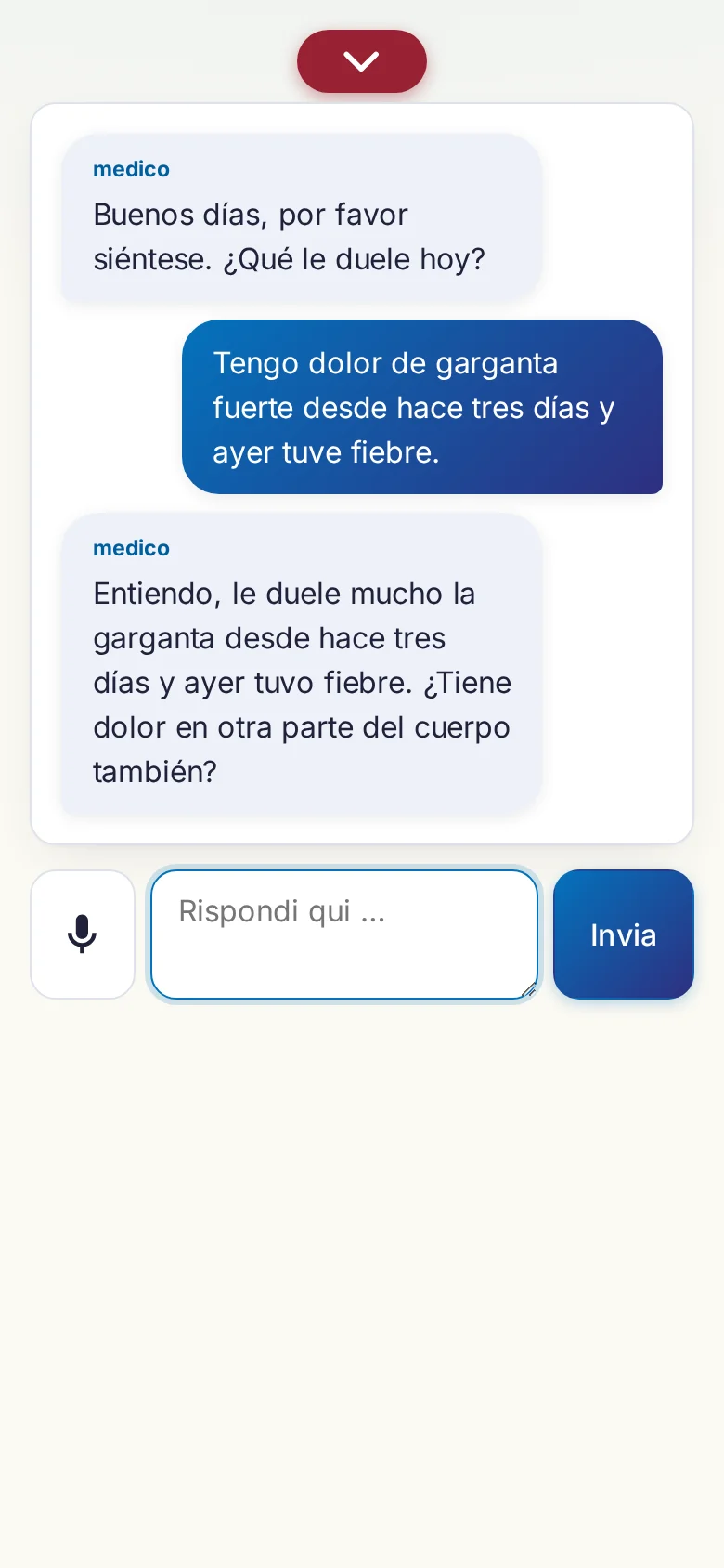 Cellulare: una conversazione in corso con inserimento tramite microfono.