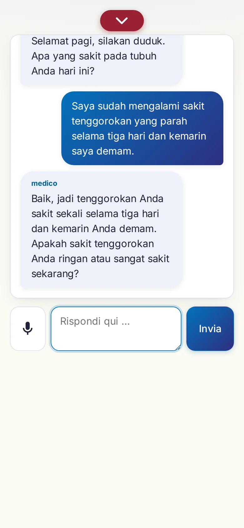 Cellulare: una conversazione in corso con inserimento tramite microfono.