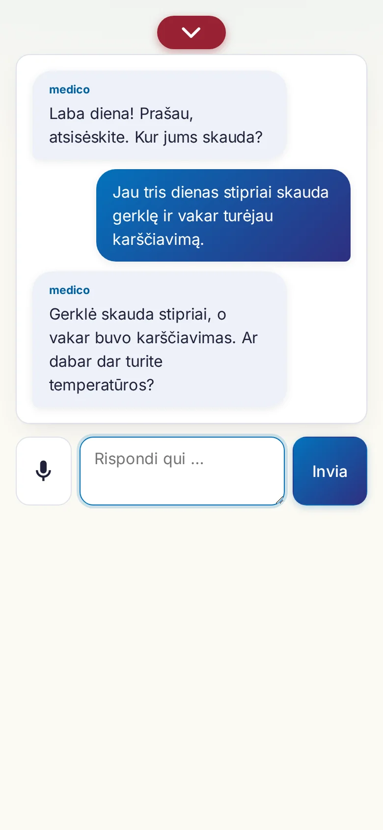 Cellulare: una conversazione in corso con inserimento tramite microfono.