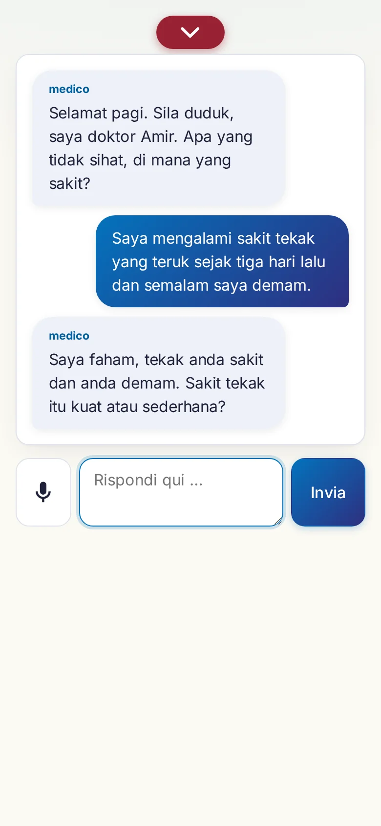 Cellulare: una conversazione in corso con inserimento tramite microfono.