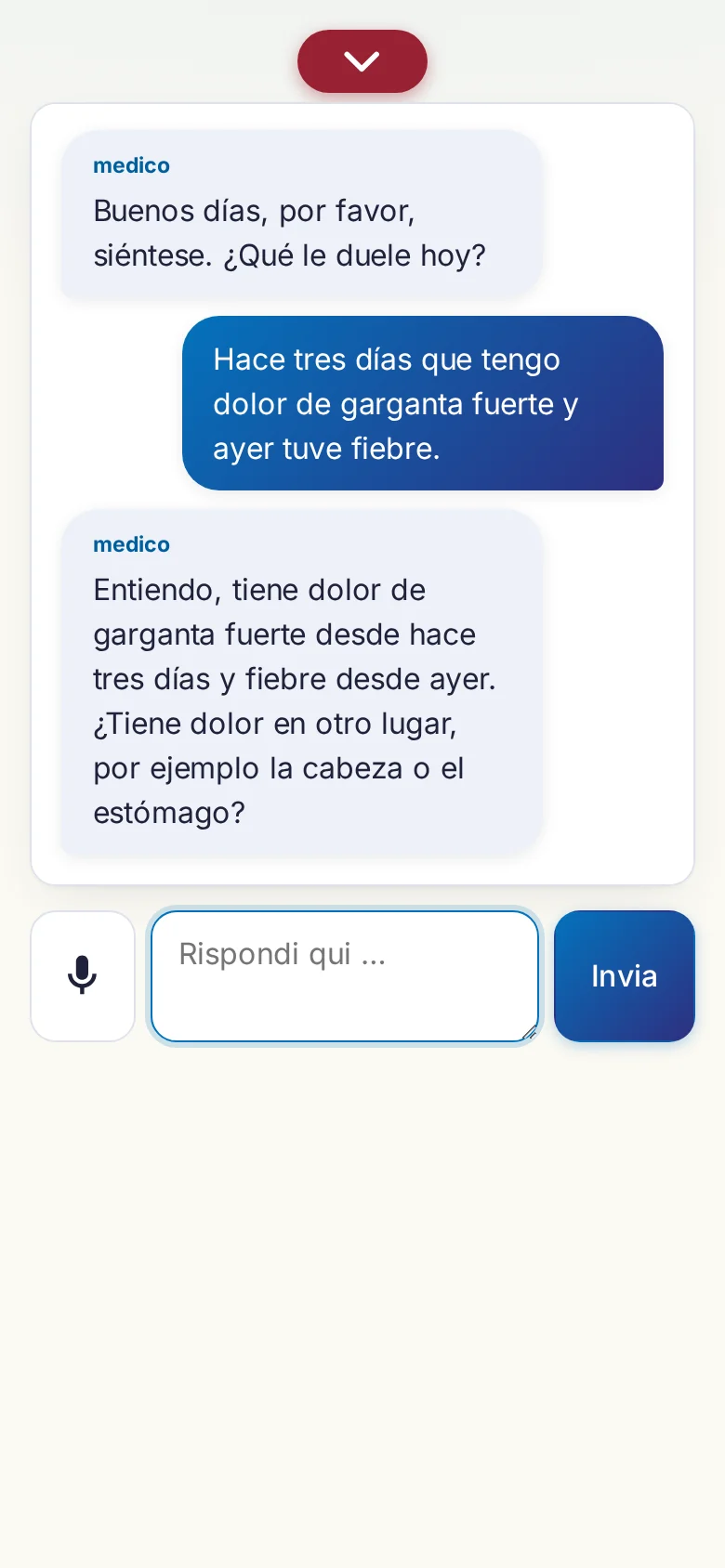 Cellulare: una conversazione in corso con inserimento tramite microfono.