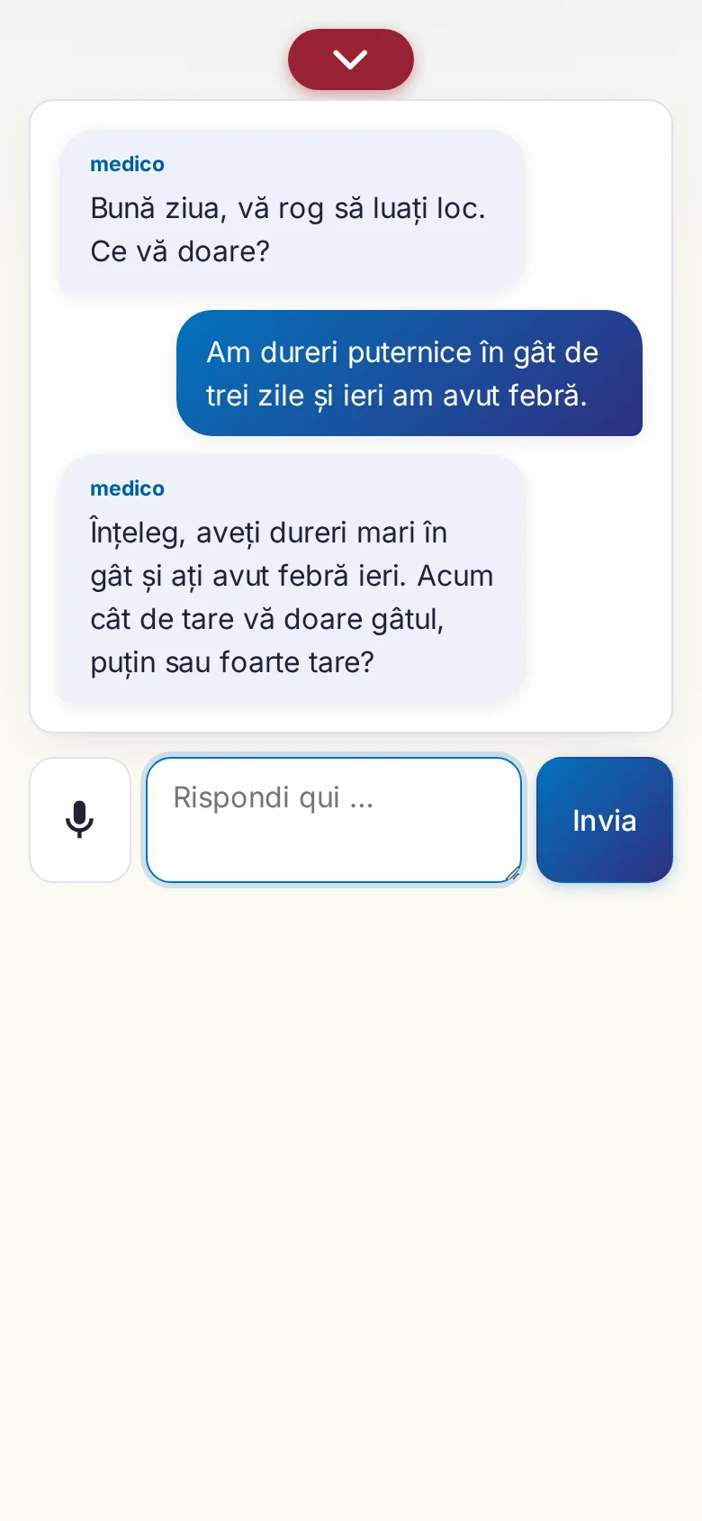 Cellulare: una conversazione in corso con inserimento tramite microfono.