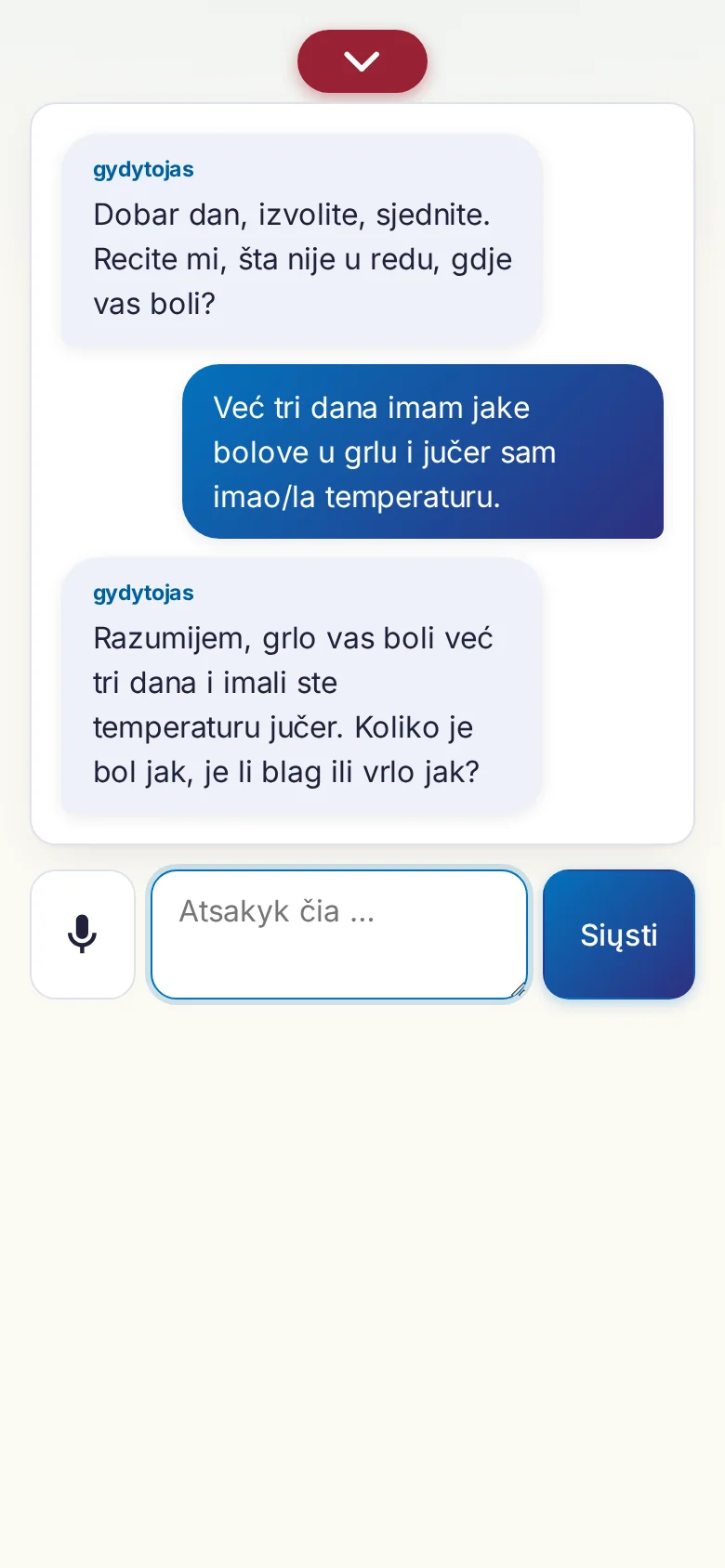 Telefonas: vykstantis pokalbis su įvestimi mikrofonu.