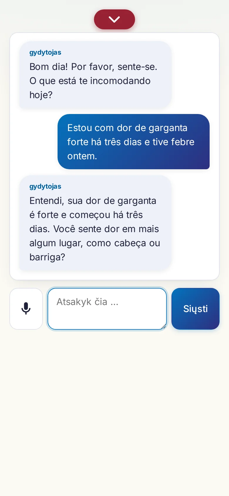Telefonas: vykstantis pokalbis su įvestimi mikrofonu.