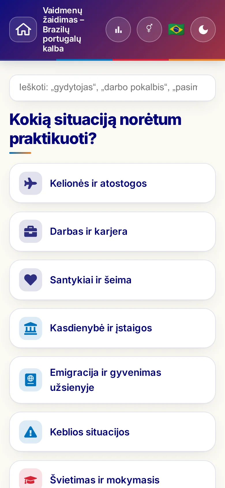 Telefonas: vaidmenų žaidimų teminiai pasauliai.