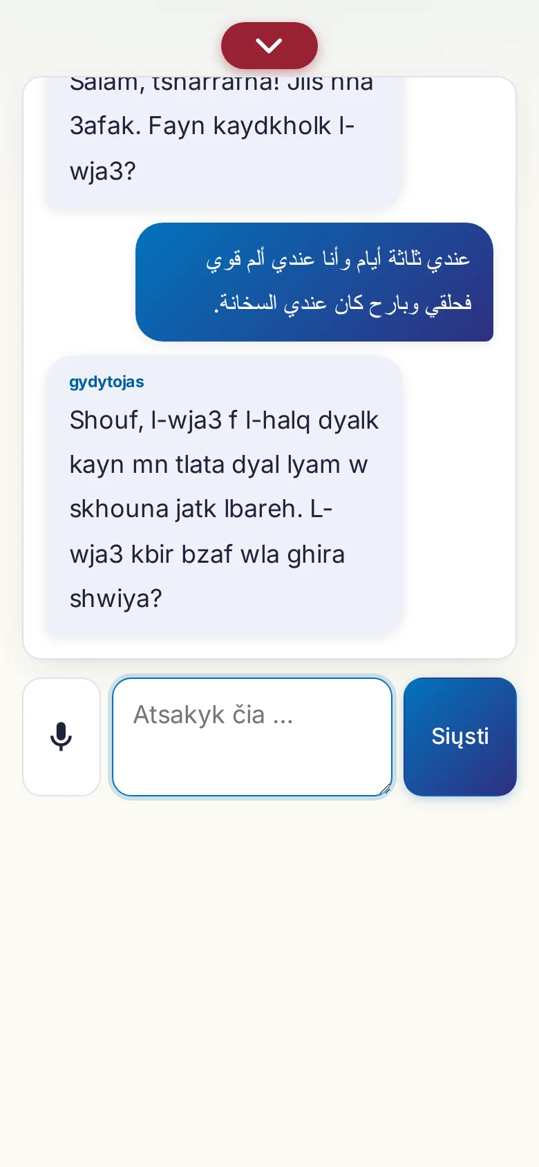 Telefonas: vykstantis pokalbis su įvestimi mikrofonu.