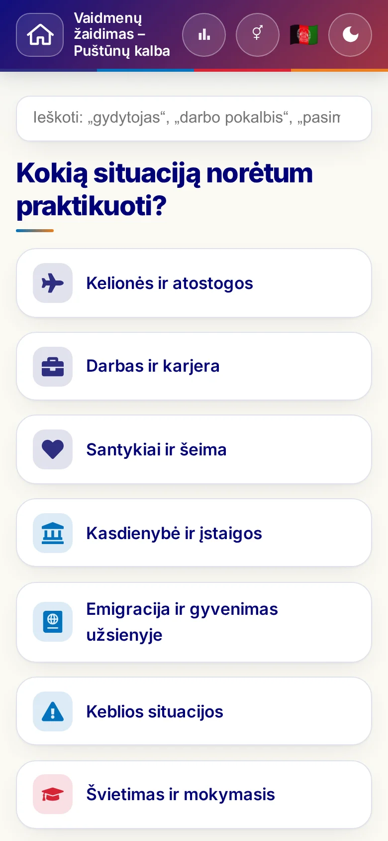 Telefonas: vaidmenų žaidimų teminiai pasauliai.