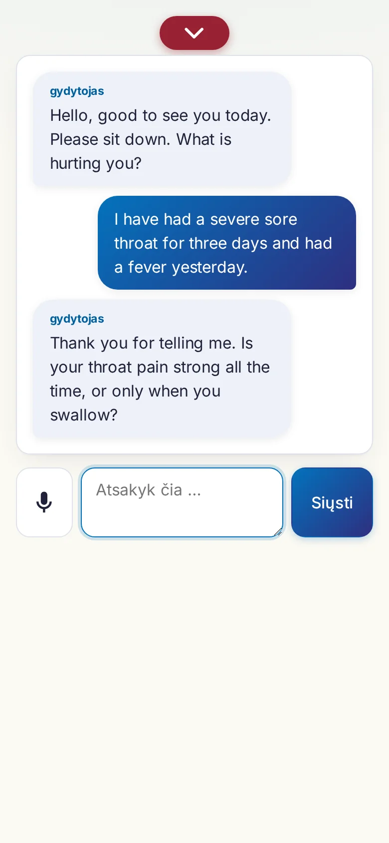 Telefonas: vykstantis pokalbis su įvestimi mikrofonu.