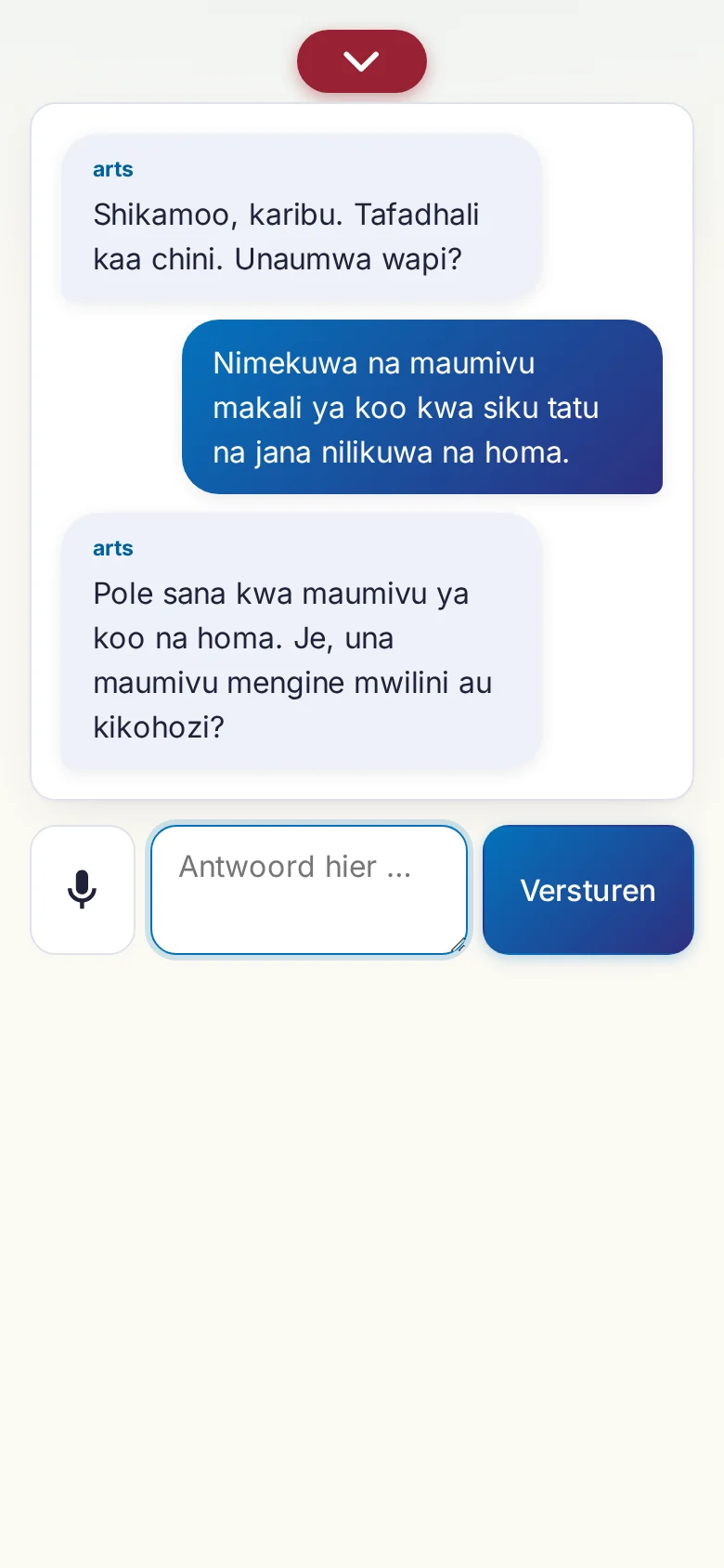 Telefoon: een lopend gesprek met invoer via de microfoon.