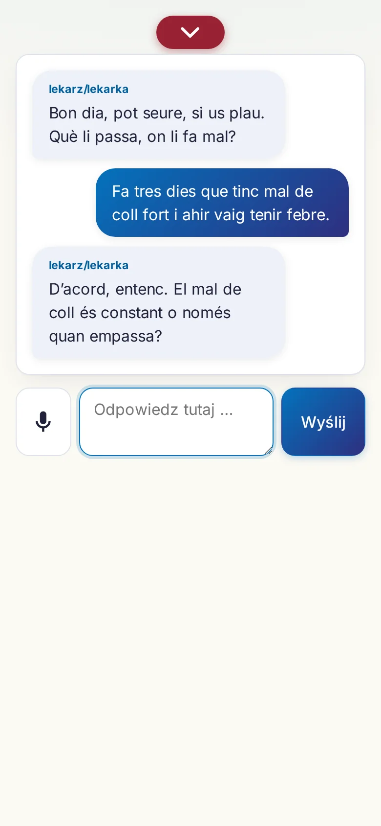 Telefon: trwająca rozmowa z wejściem mikrofonowym.
