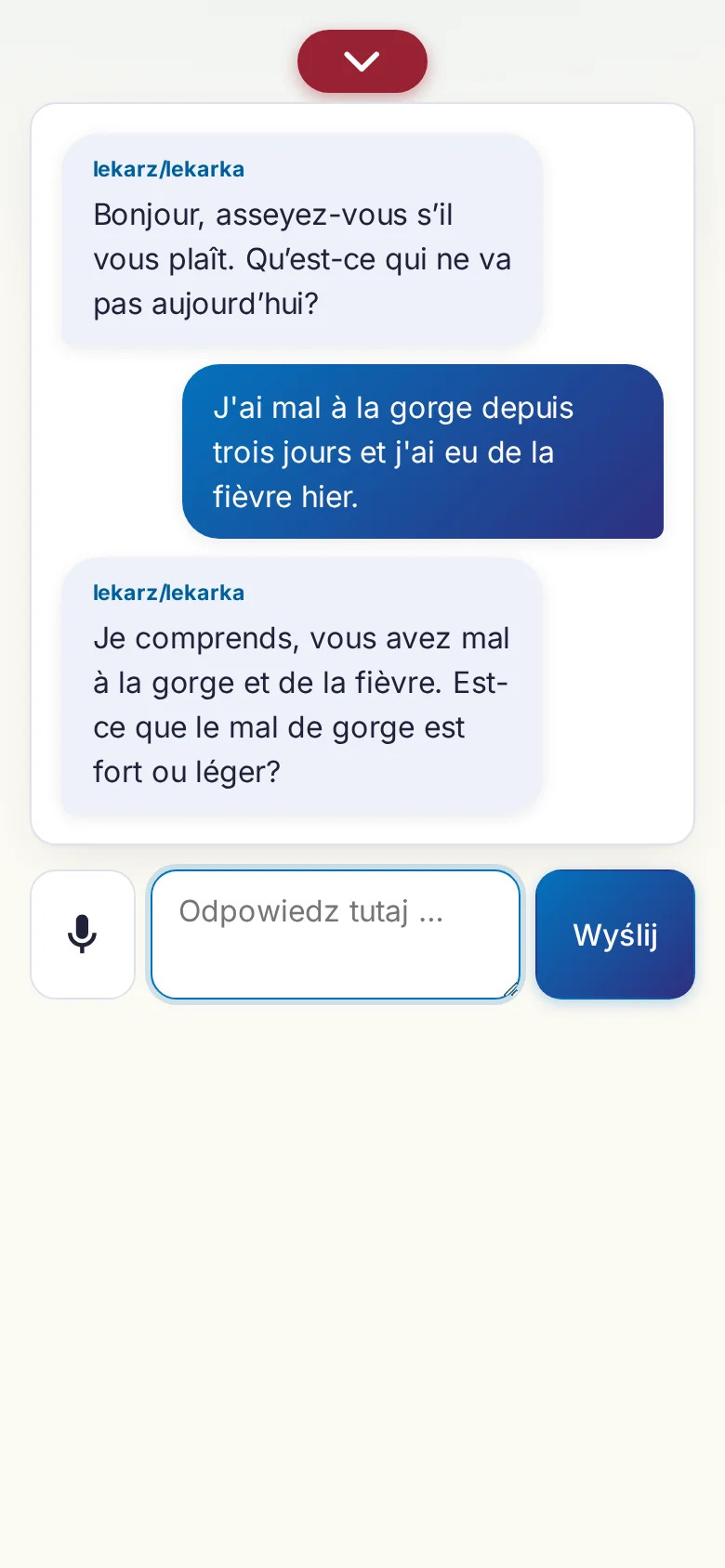 Telefon: trwająca rozmowa z wejściem mikrofonowym.