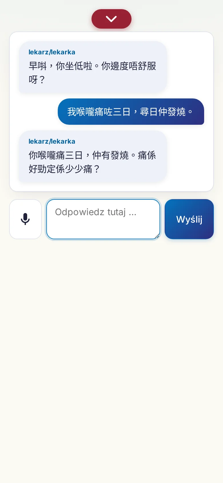 Telefon: trwająca rozmowa z wejściem mikrofonowym.