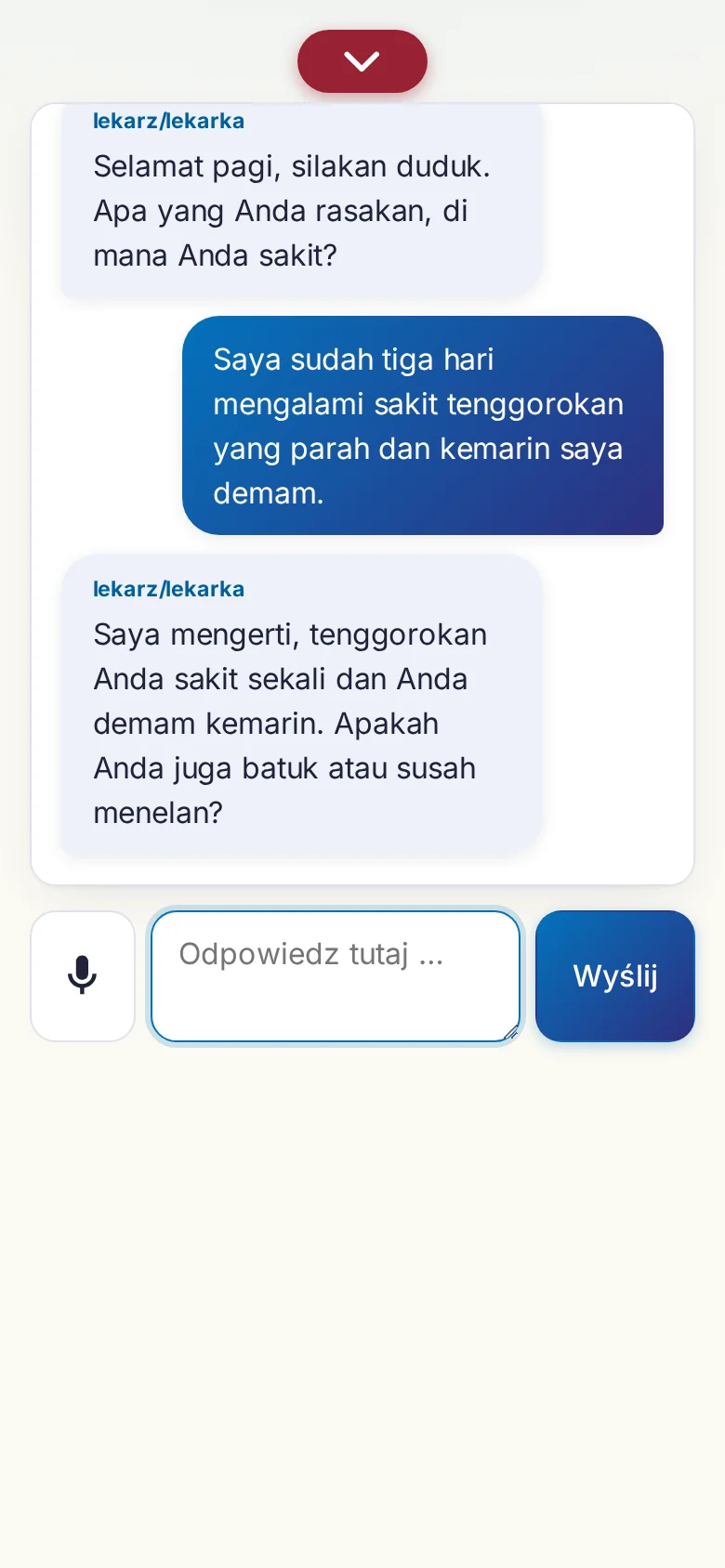 Telefon: trwająca rozmowa z wejściem mikrofonowym.