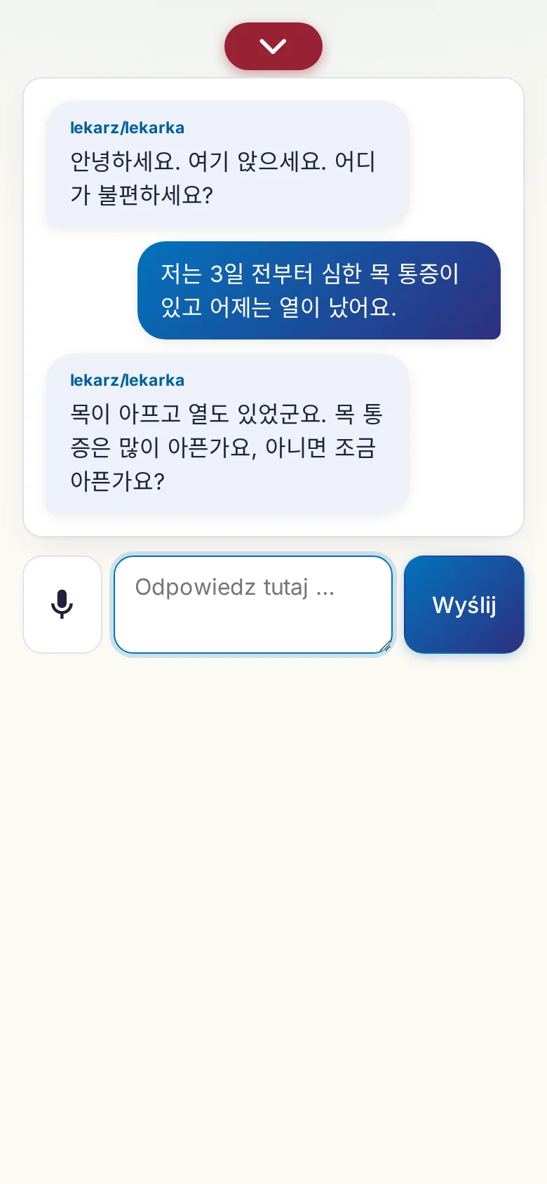 Telefon: trwająca rozmowa z wejściem mikrofonowym.