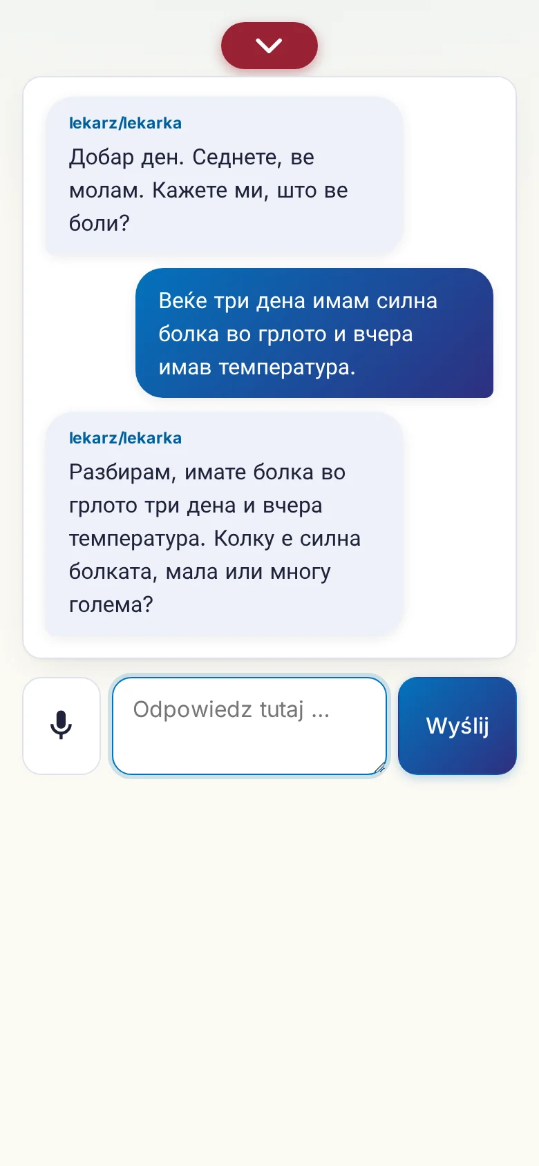 Telefon: trwająca rozmowa z wejściem mikrofonowym.