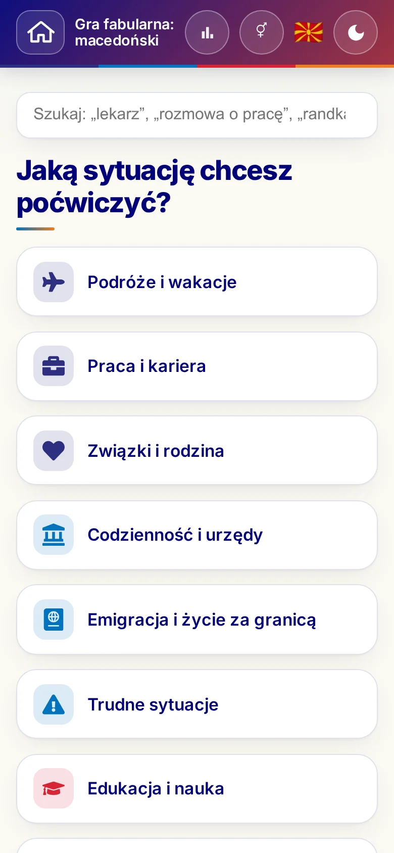 Telefon: światy tematyczne scenek dialogowych.
