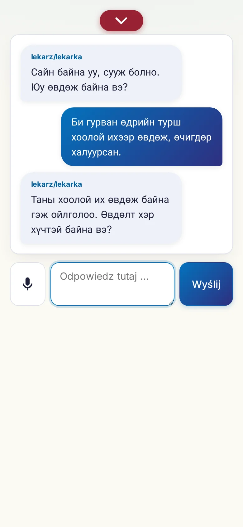Telefon: trwająca rozmowa z wejściem mikrofonowym.