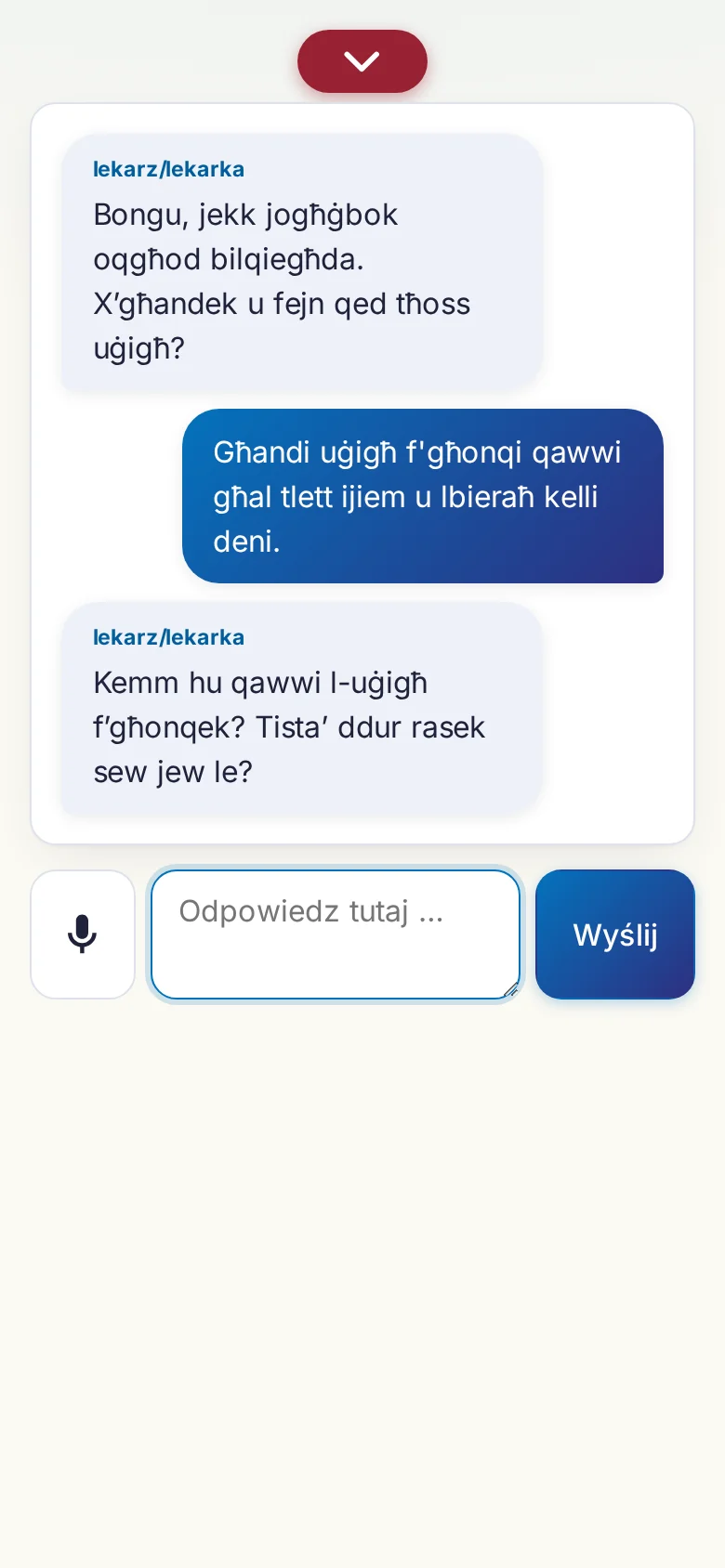 Telefon: trwająca rozmowa z wejściem mikrofonowym.