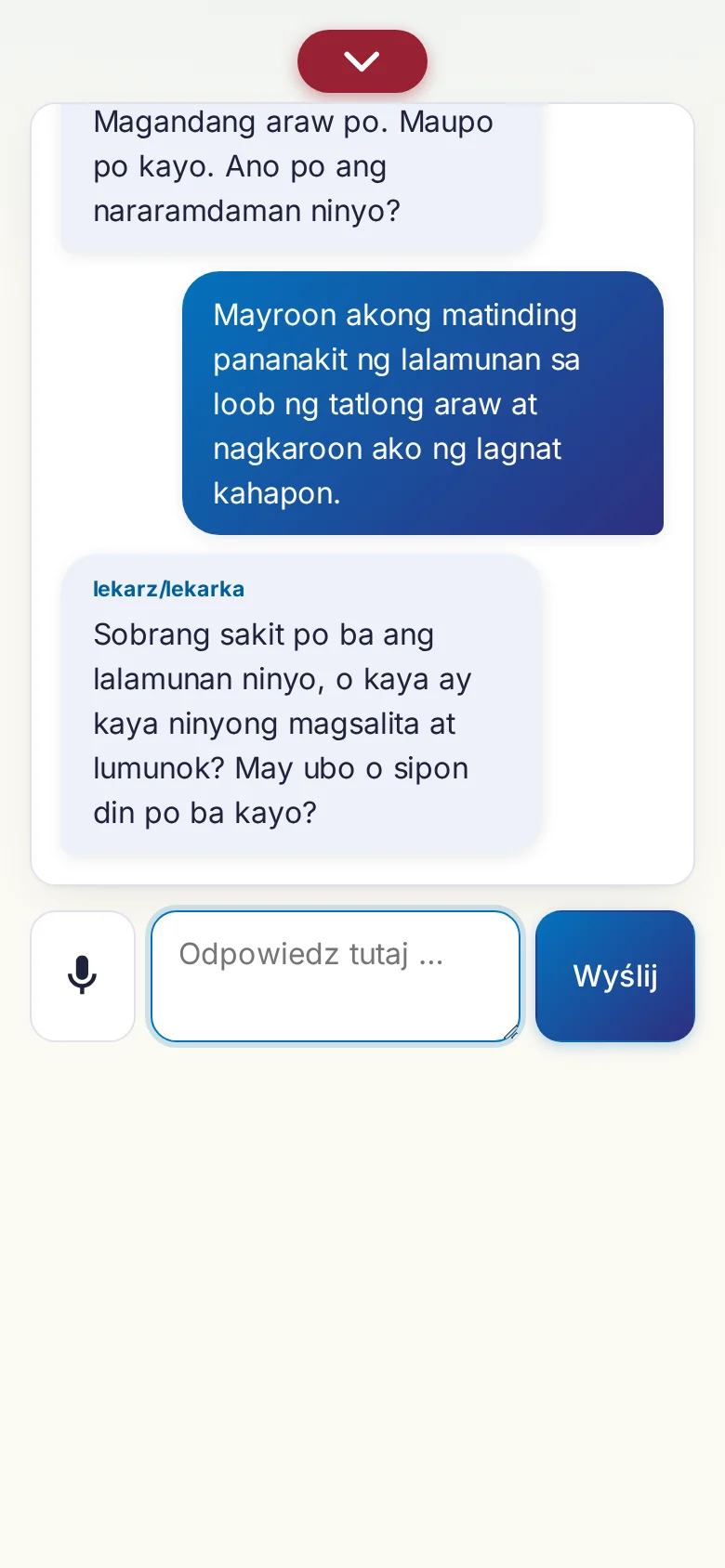 Telefon: trwająca rozmowa z wejściem mikrofonowym.