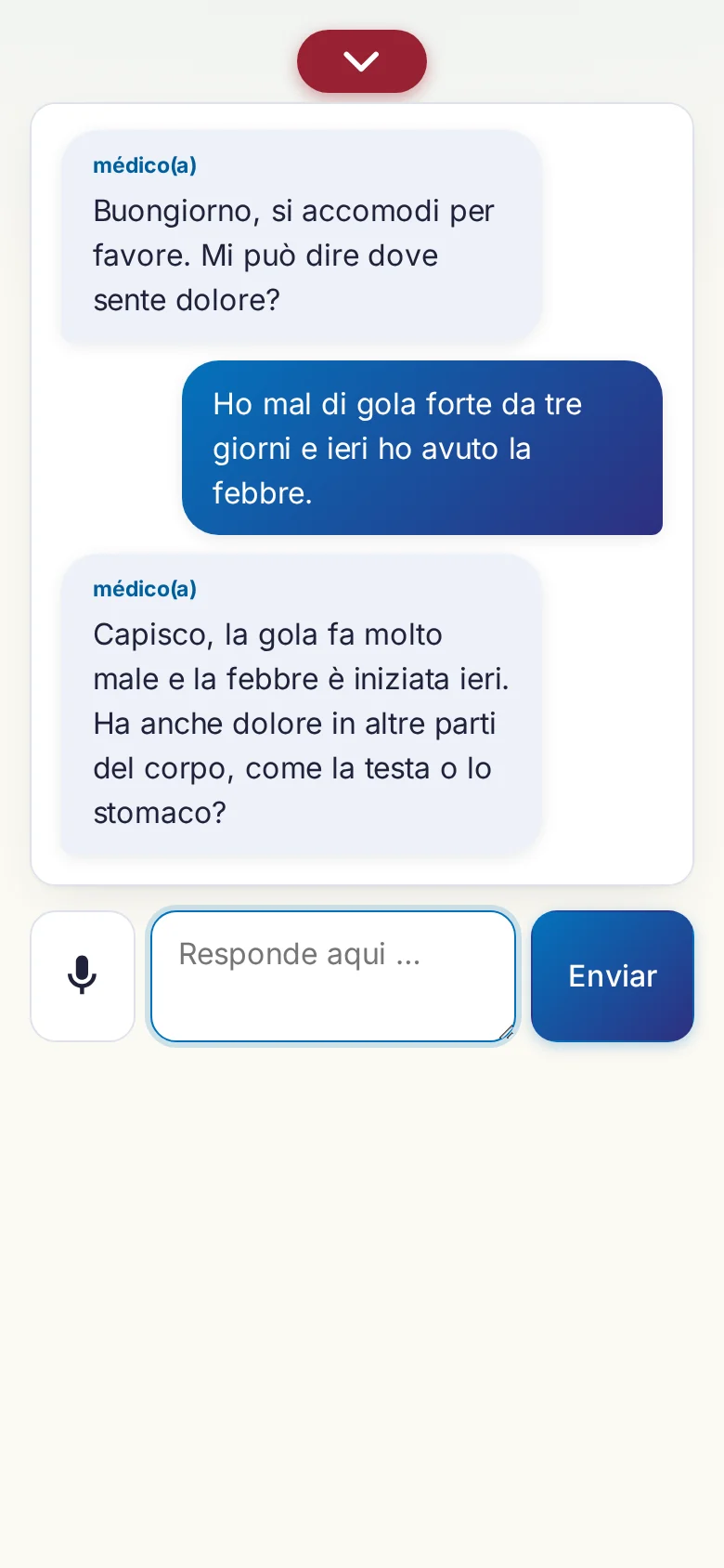 Telemóvel: uma conversa a decorrer com entrada por microfone.