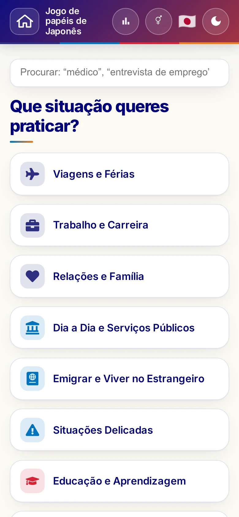 Telemóvel: os mundos temáticos dos Jogos de papéis.