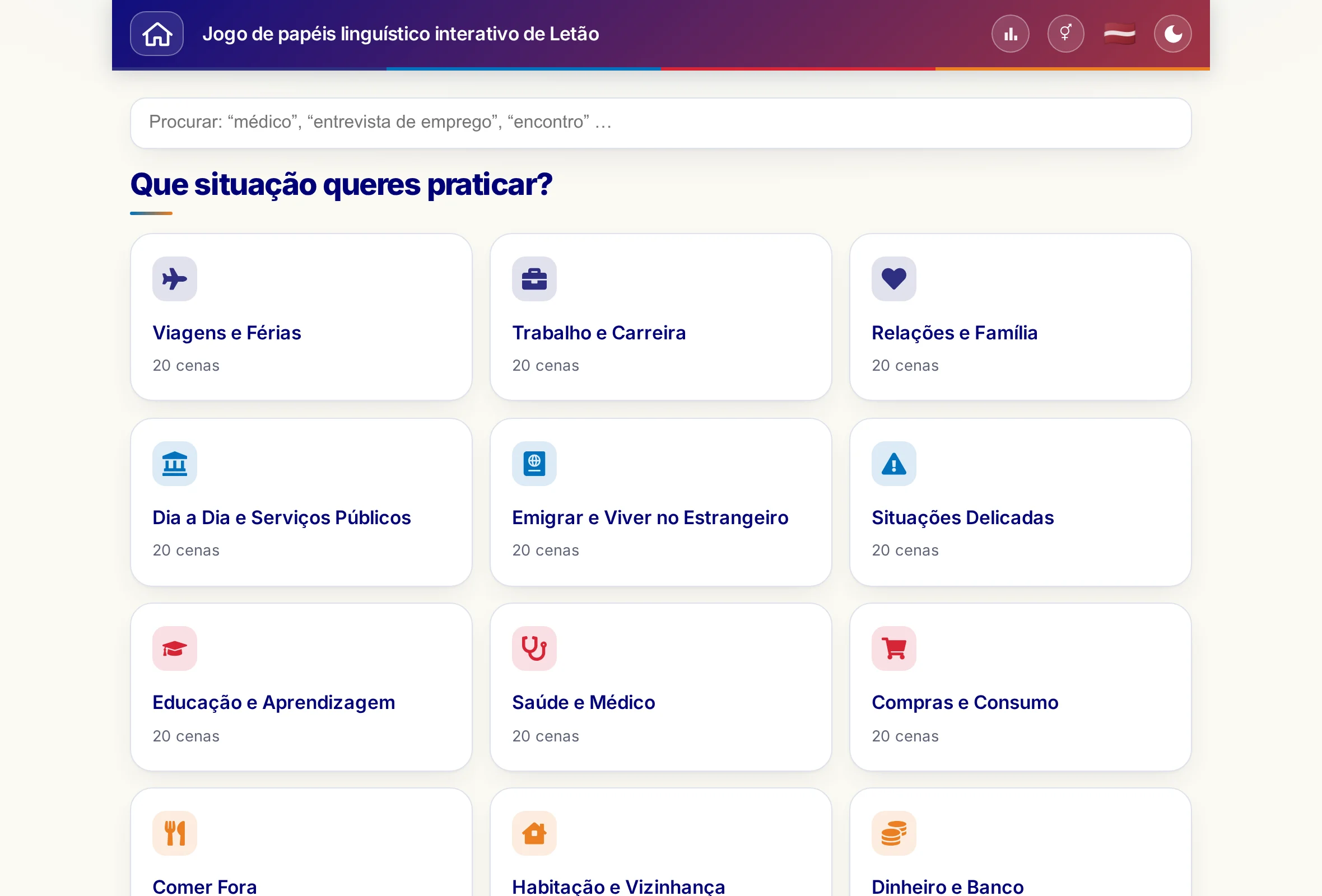 Os Jogos de papéis com campo de pesquisa e os 15 mundos temáticos.
