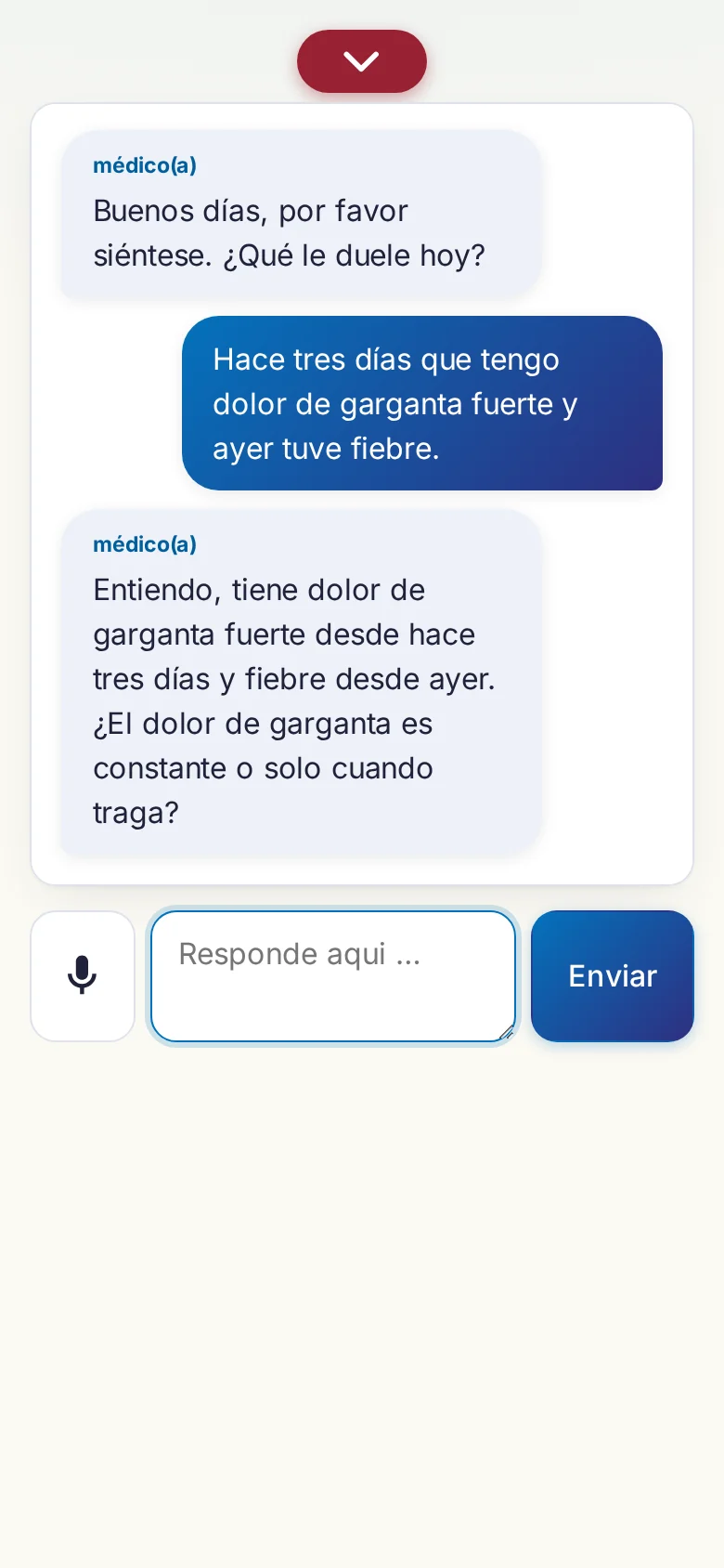 Telemóvel: uma conversa a decorrer com entrada por microfone.