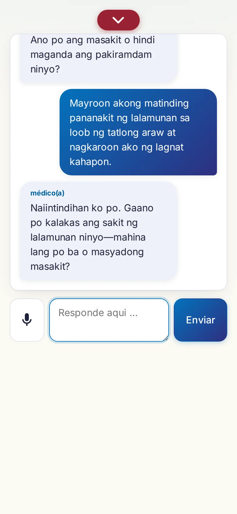 Telemóvel: uma conversa a decorrer com entrada por microfone.