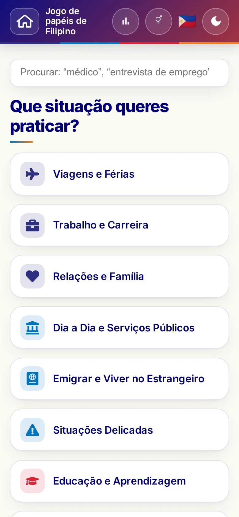 Telemóvel: os mundos temáticos dos Jogos de papéis.