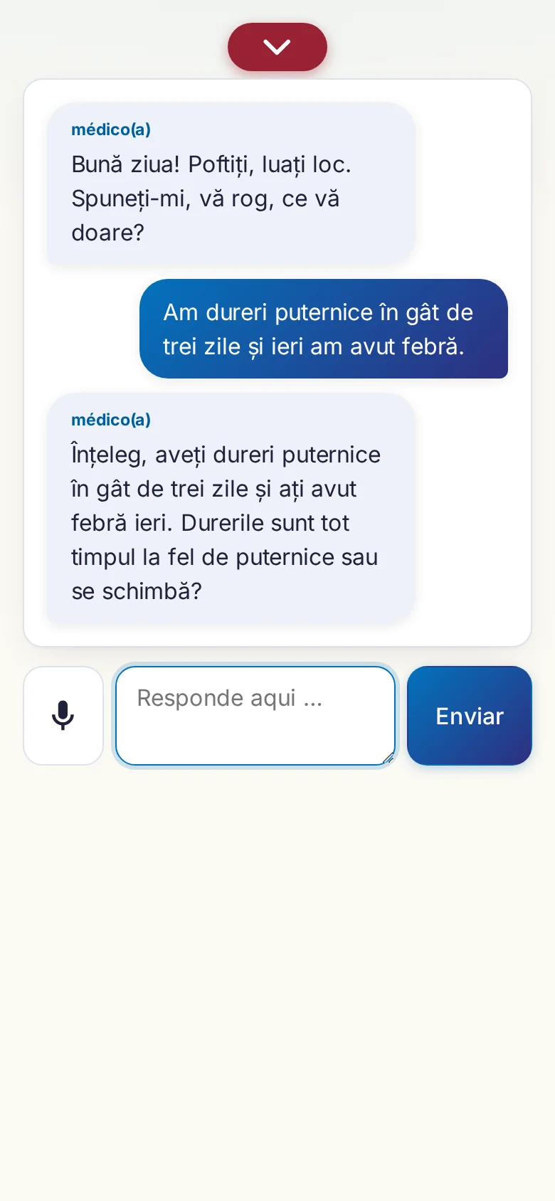 Telemóvel: uma conversa a decorrer com entrada por microfone.
